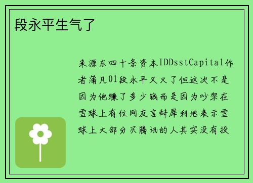 段永平生气了