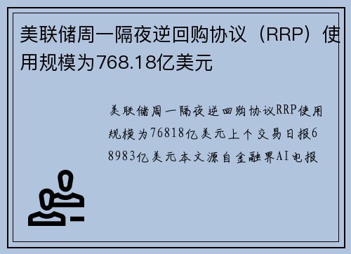美联储周一隔夜逆回购协议（RRP）使用规模为768.18亿美元