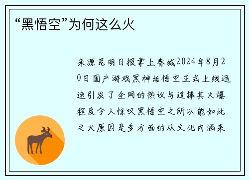 “黑悟空”为何这么火