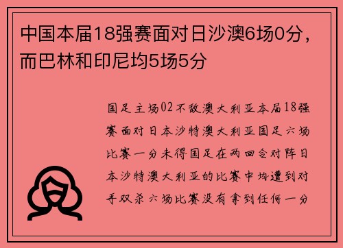 中国本届18强赛面对日沙澳6场0分，而巴林和印尼均5场5分